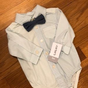 Carters Long Sleeve Bodysuit Button Down Set 3M